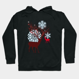 Christmas deer with tree branch antlers and birds Hoodie